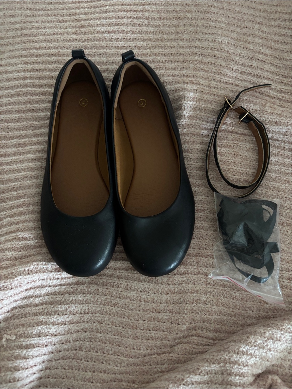 Unk Black Kids Dress Ballet Flats with Removable Straps